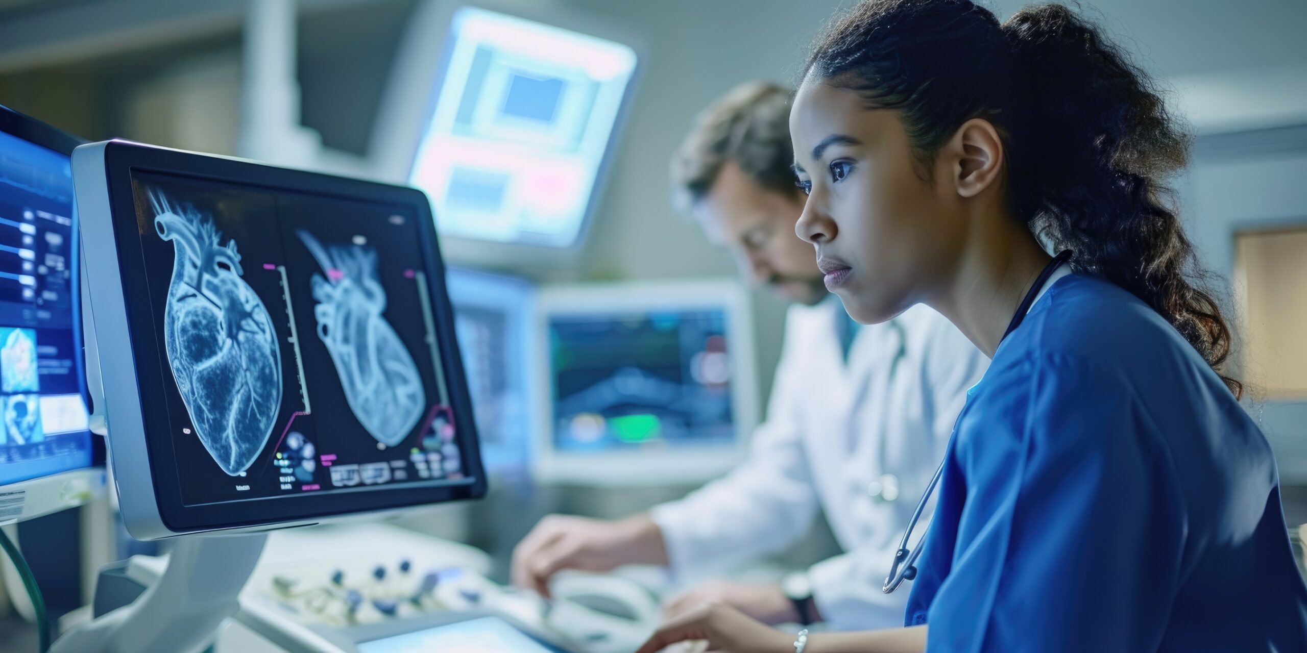 Médecin regardant une radiologie à distance sur son ordinateur